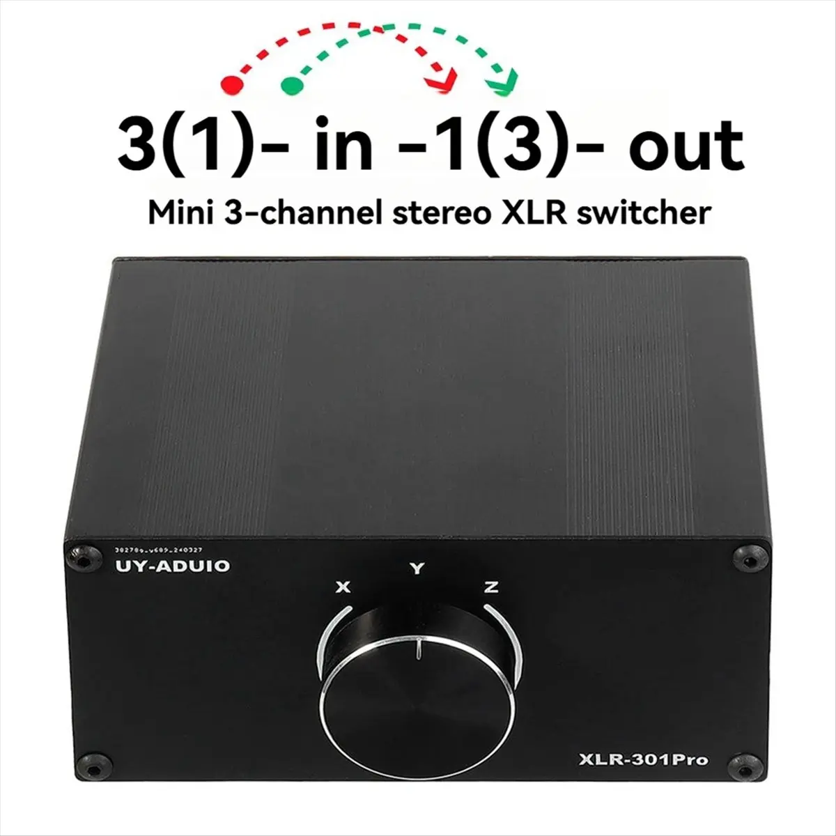 3-Way Passive Stereo Audio Switcher XLR 3-Female 1-Male Switcher Out or 1 in 3 Out Splitter Box XLR