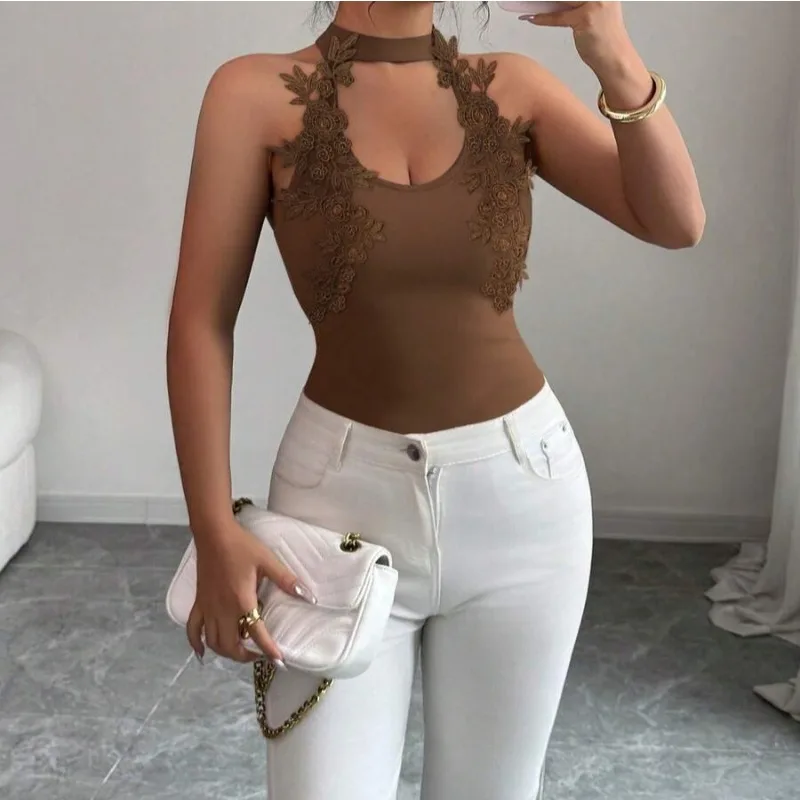 2026 Summer Tops Woman Sexy Night Party Pink Patchwork Lace Vest Streetwear Slim Fashion Mujer Sheath Sleeveless Blouse