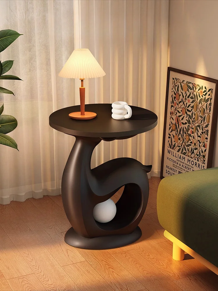Home Decor Luminous Lucky Deer Statue Side Tables Floor Decoration Small Round Tea Table Creative Animal Sculpture Coffee Tables