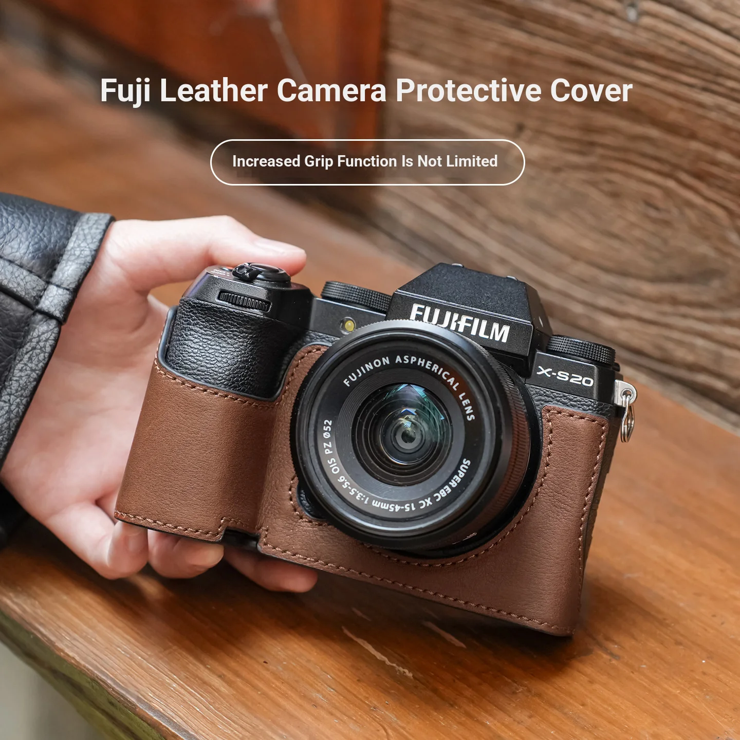 Genuine Leather Camera Protective Case for Fujifilm X-S20 Protective Cover XT5 Camera Case X100VI Base Camera Bag Shoulder Strap
