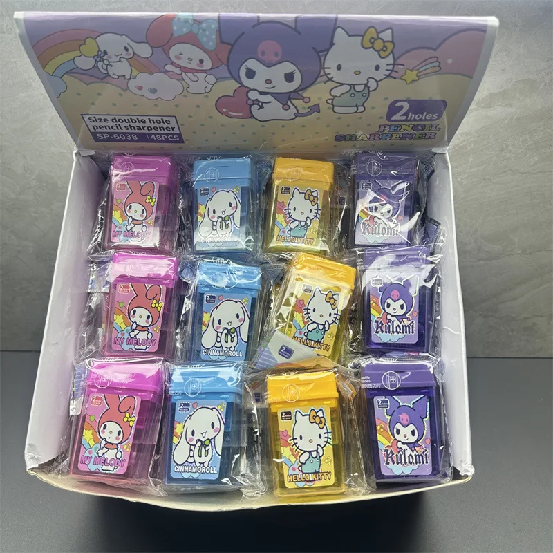 Imagem -01 - Sanrio Kuromi Lápis Sharpener Double Hole Lápis Sharpener Estudante Papelaria Suprimentos Prêmio de Atacado Novo 48 Pcs por Caixa 2024 sanrio kuromi lapis sharpener double hole lapis sharpener estudante papelaria suprimentos premio de atacado novo 48 pcs por caixa 2024 01