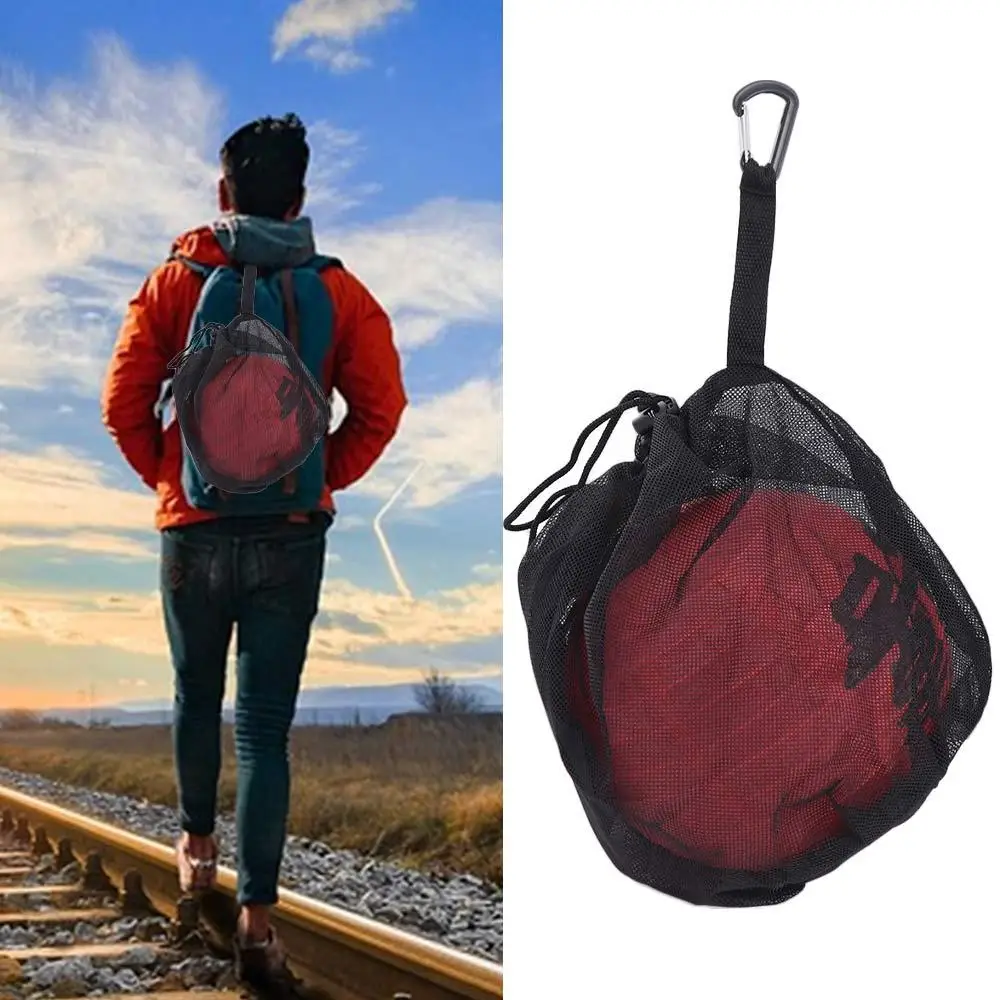 Portable Clip on Ball Mesh Bag Ball Holder Drawstring Basketball Storage Bag Training Oxford Cloth Single Ball Bag Traveling Gym