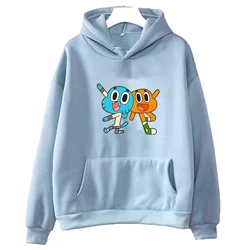 Gumball-Sweat à Capuche avec Imprimé de Chat Mignon pour Homme et Femme, Vêtement Décontracté à Manches sulfavec Bande PVD, Haute Qualité