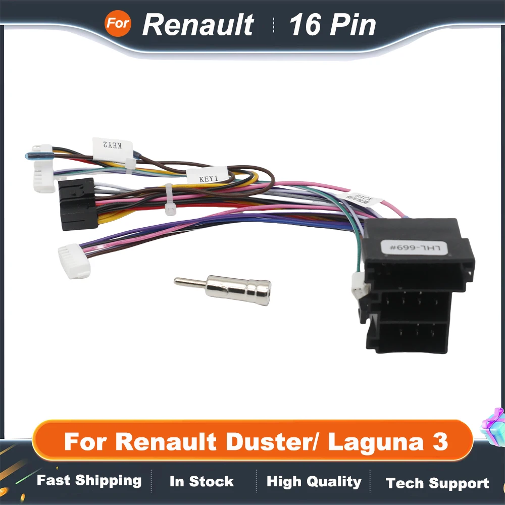 16 Pin Canbus Box with Cable Adaptor for Renault Duster/ Laguna 3 Radio Car with Wiring Harness Cable Android Car Radio