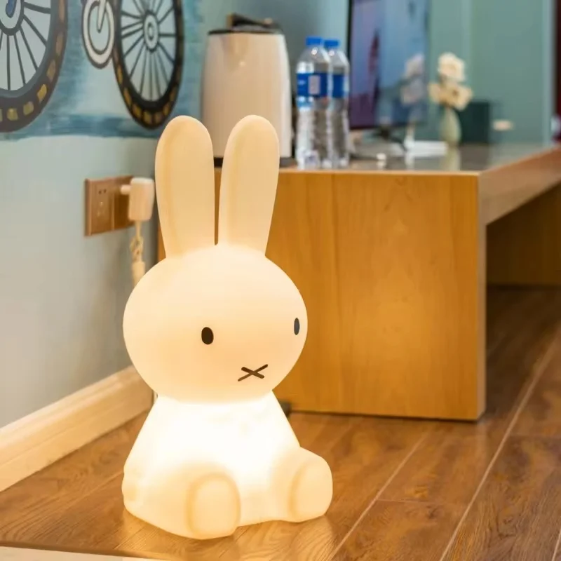 Miffy Cute 3d Night Light Kawaii Anime Cartoon Miffy Rabbit Eye Protection Rechargeable Table Lamp Bedroom Kids Bedside Ornament