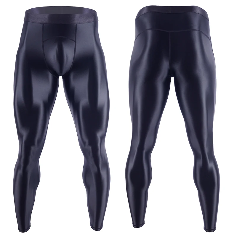 Men\'s oily pantyhose Compression Pants Quick Dry Fit Sportswear Running Tights Legging Fitness Training Sexy Sport Gym Leggings