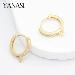 1 Pair Earring Hooks Brass With Zircon 18K Gold/ Rhodium Plated Earwires Fastener DIY Earring Jewelry Making Accessories