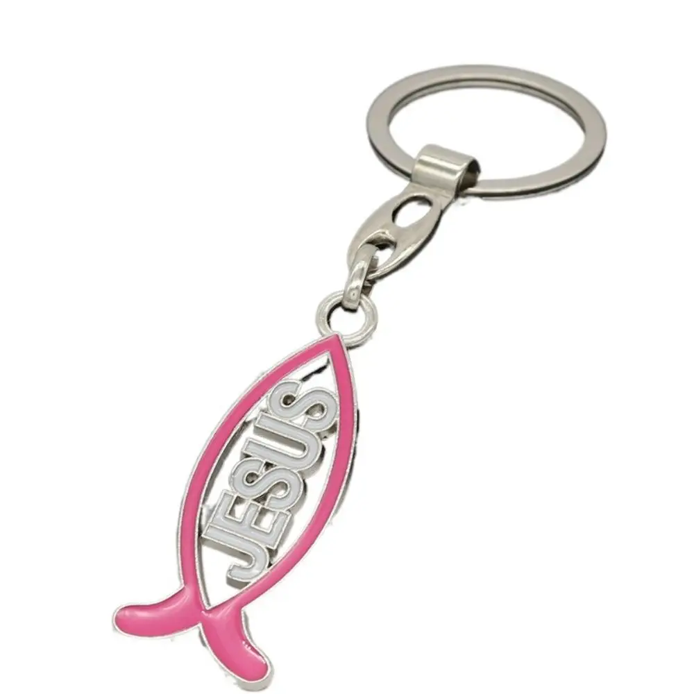 

Multipurpose Alloy Fish Shape Keychain Fish Shape Religious Jesus Charm Pendant Cartoon Christian Car Keychain Chapel Decor