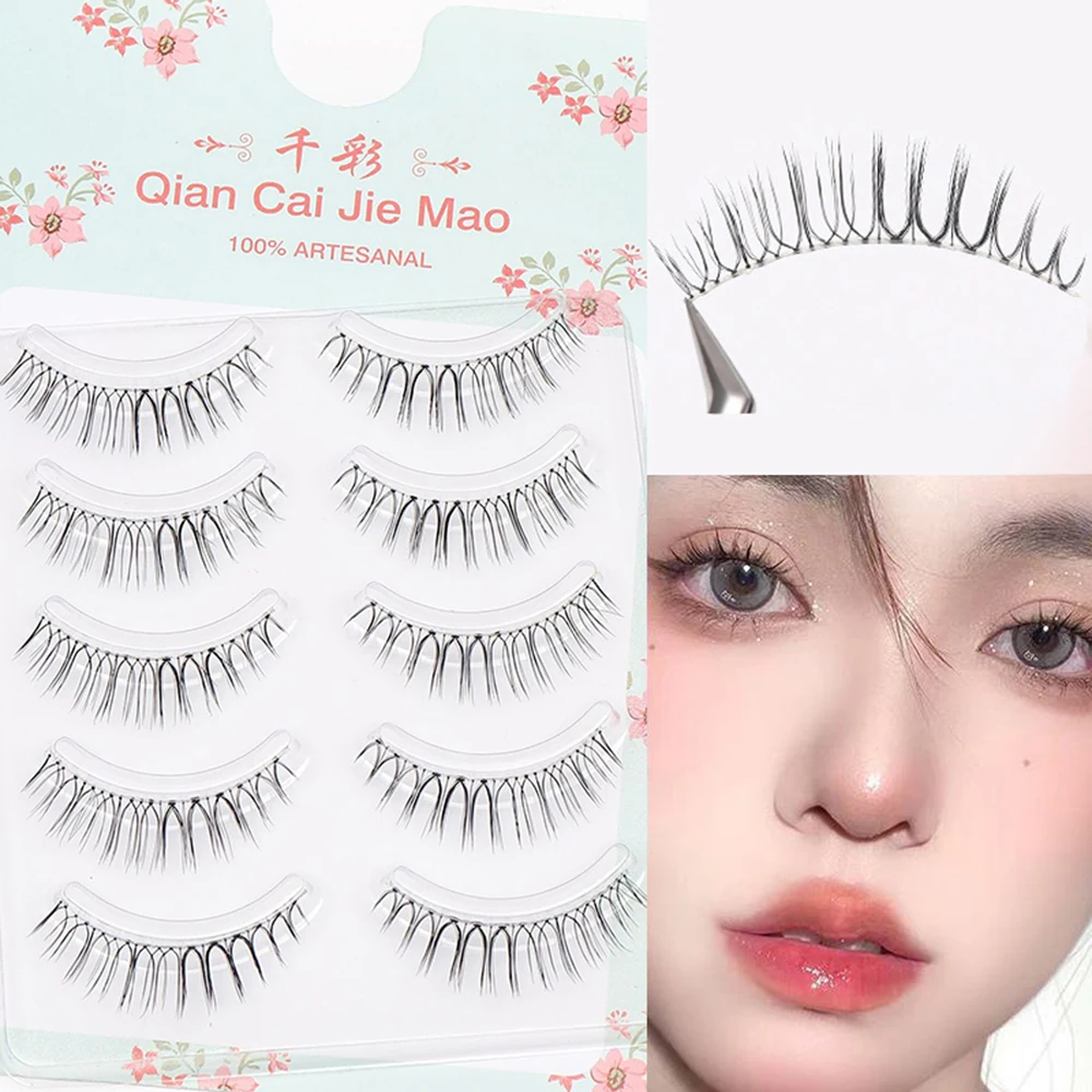 5-pair Manga Eye A Shaped False Eyelashes Wet Lashes Thick Manhua Spiked Eyelashes Naturally Soft Douyin Makeup Lash Extension