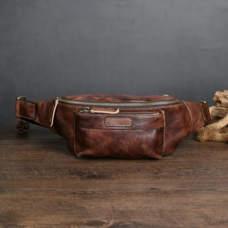 

Genuine Leather Mini Crossbody Bags Waist Bags of Men Male Belt Pouch Fashion Small Shoulder Bags Wasit Packs Cellphone Pouch