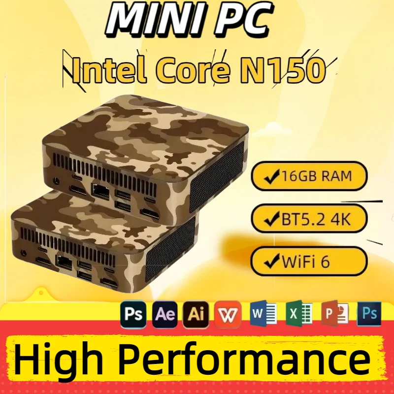 High Performance Fast Mini Pc Intel N150 Mini PC Computer 16GB RAM 1TB SSD Gaming PC Wifi 6 BT5.2 Mini PC Desktop
