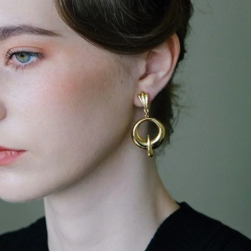 

Original minimalist style Circular Gloss earrings for women Retro Charm refreshing Earings Drop Banquet fine Jewelry gifts