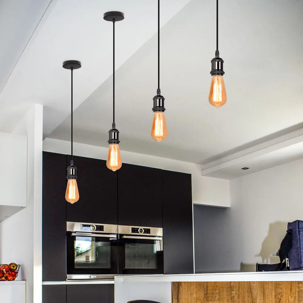 Vintage Retro Edison Pendant Lamp E27 Socket Lights Bulb Socket Screw Base Aluminum Hanging Light Industrial Lighting Holder LED