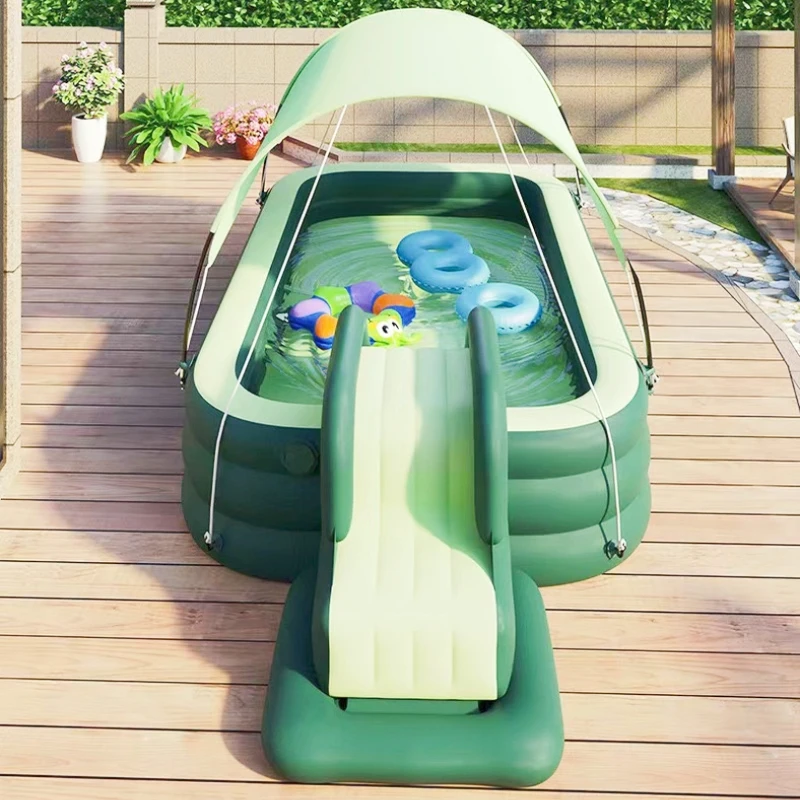 Piscina inflable grande para la familia, juguetes inflables con tobogán, juego de agua al aire libre, piscina de juegos para bebés, novedad de verano