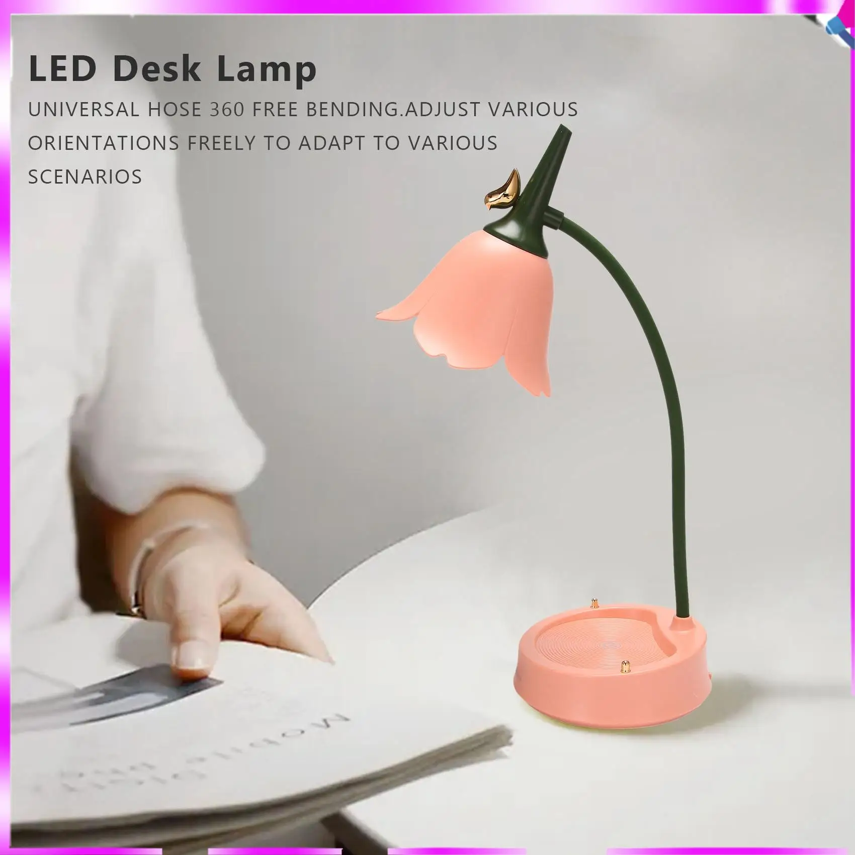 

N96R Flower LED Desk Lamp Student Bedroom Lighting Contact Eye Protection USB
