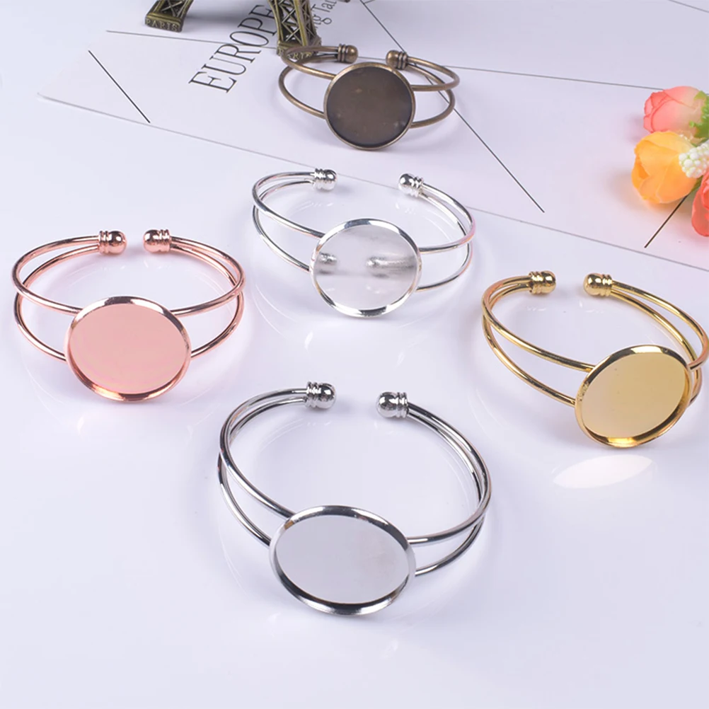 

6pcs Bracelet Base Durable Metal Bangle Trays Handmade Jewelry Making Kit Resin Crafts Custom CAMEO Photo Pendants for Women