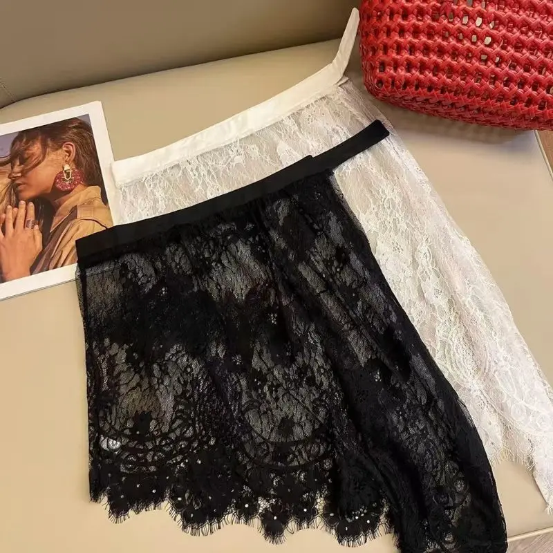 

Юбка Y2K с вышивкой и кружевными вставками, с эффектом драпировки, на пуговицах, женская, винтажная, уличная мода, асимметричная, в стиле фей, Faldas