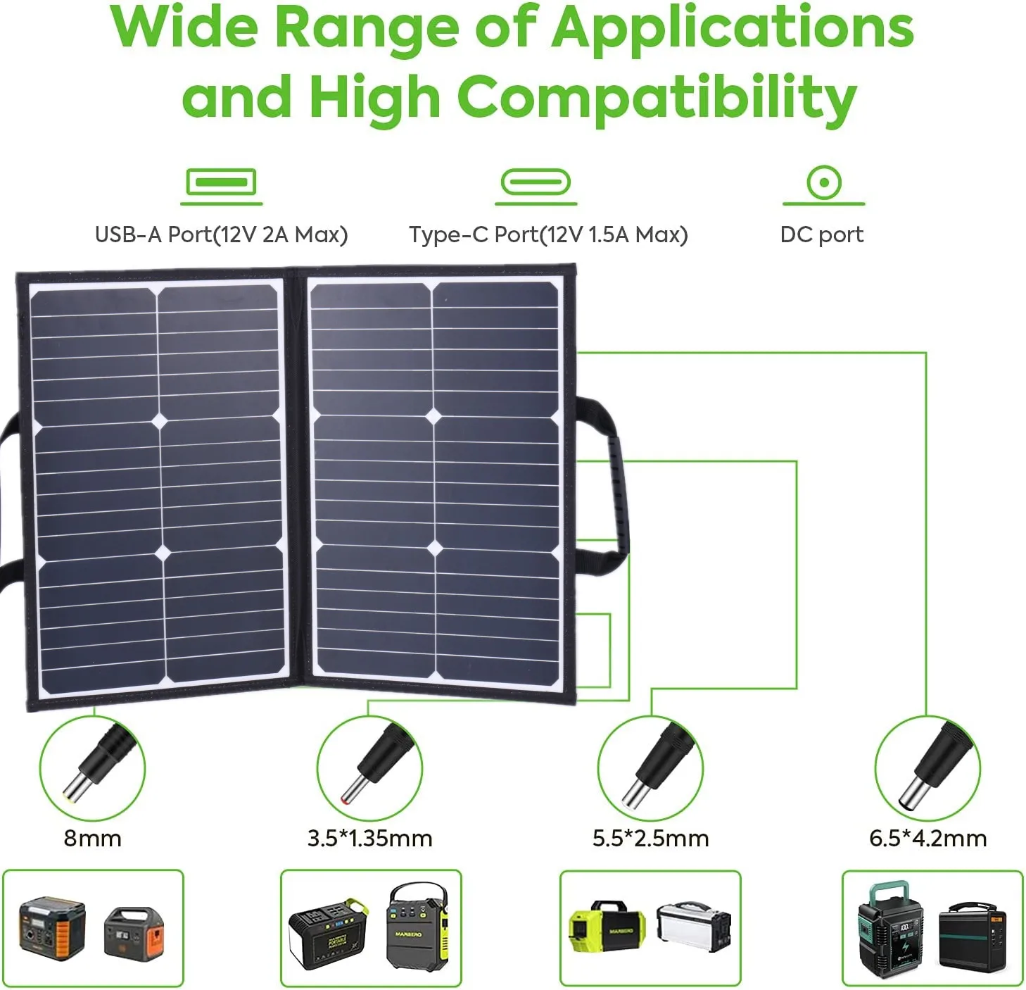 500W Solar Panel Kit 18V Portable Foldable Solar Panel Solar Outdoor Charger Mobile Phone Charging Power Bank Hiking Camping