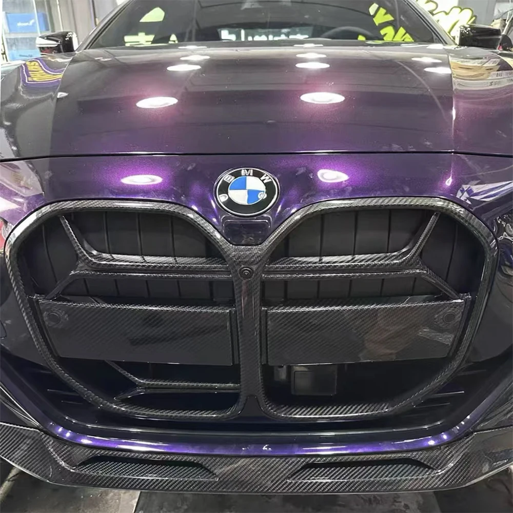Car Bumper Air Intake Mid-Grid Grille Dry Carbon Fiber Front Grille for BMW 4 Series G22 G23 G26 BMW 420i 430i M440i i4 CLS Styl