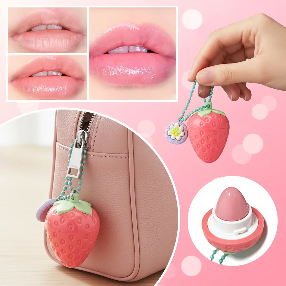 4-Color Random Sending Strawberry Shape Mild Moist Waterproof Lipstick Daily Lips Dry And Moist Fruity Lip Mask Lipstick
