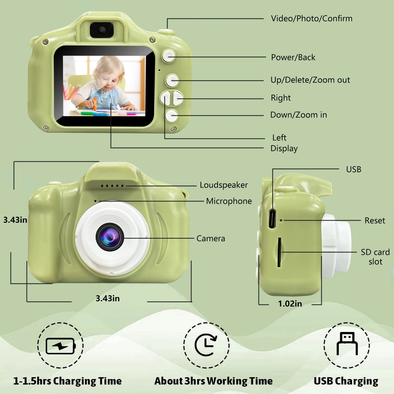 Interaktives Kamera-Spielzeug für Festivals und Partys – Geeignet für Jungen und Mädchen im Alter von 3–10 Jahren, ausgestattet mit einer Objektivabdeckung zum Schutz der Linse.