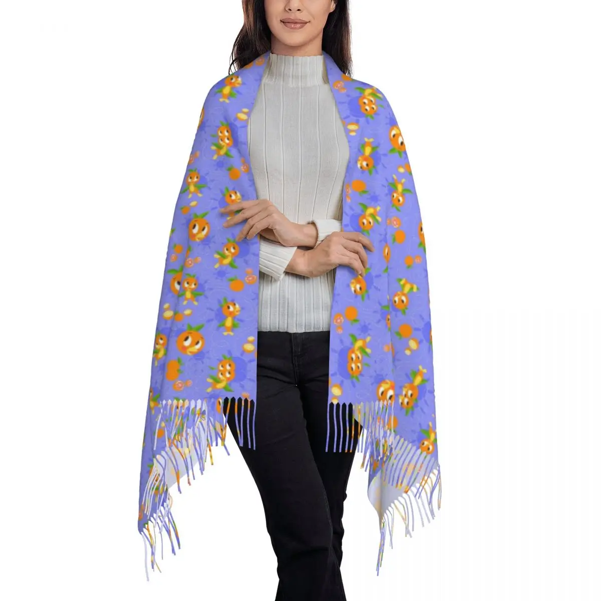 Orange Bird Scarf Tassel Scarves for Women Soft Warm Shawls and Wraps Long Fall Winter Shawl Wrap