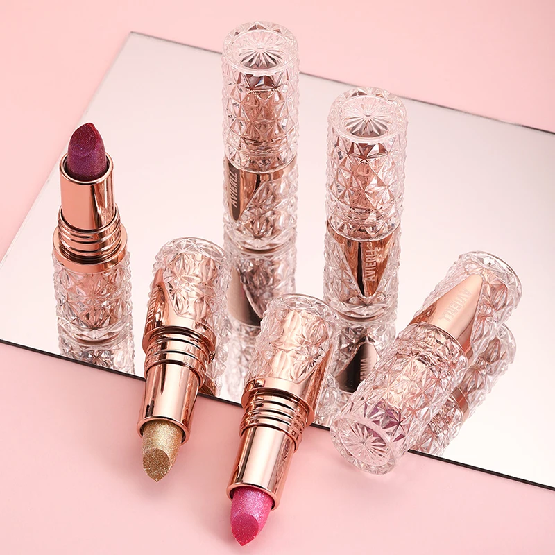 Fine Glitter lipstick, quicksand gold lipstick, moisturizing silky mermaid girl pink, long-lasting waterproof， grapefruit orange