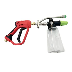 Foam Cannon for Pressure Washer w/ Dual-Connector Tool Car Foam Blaster w/ 1/4'' Quick Connect 1L Transparent Bottle Foam Cannon