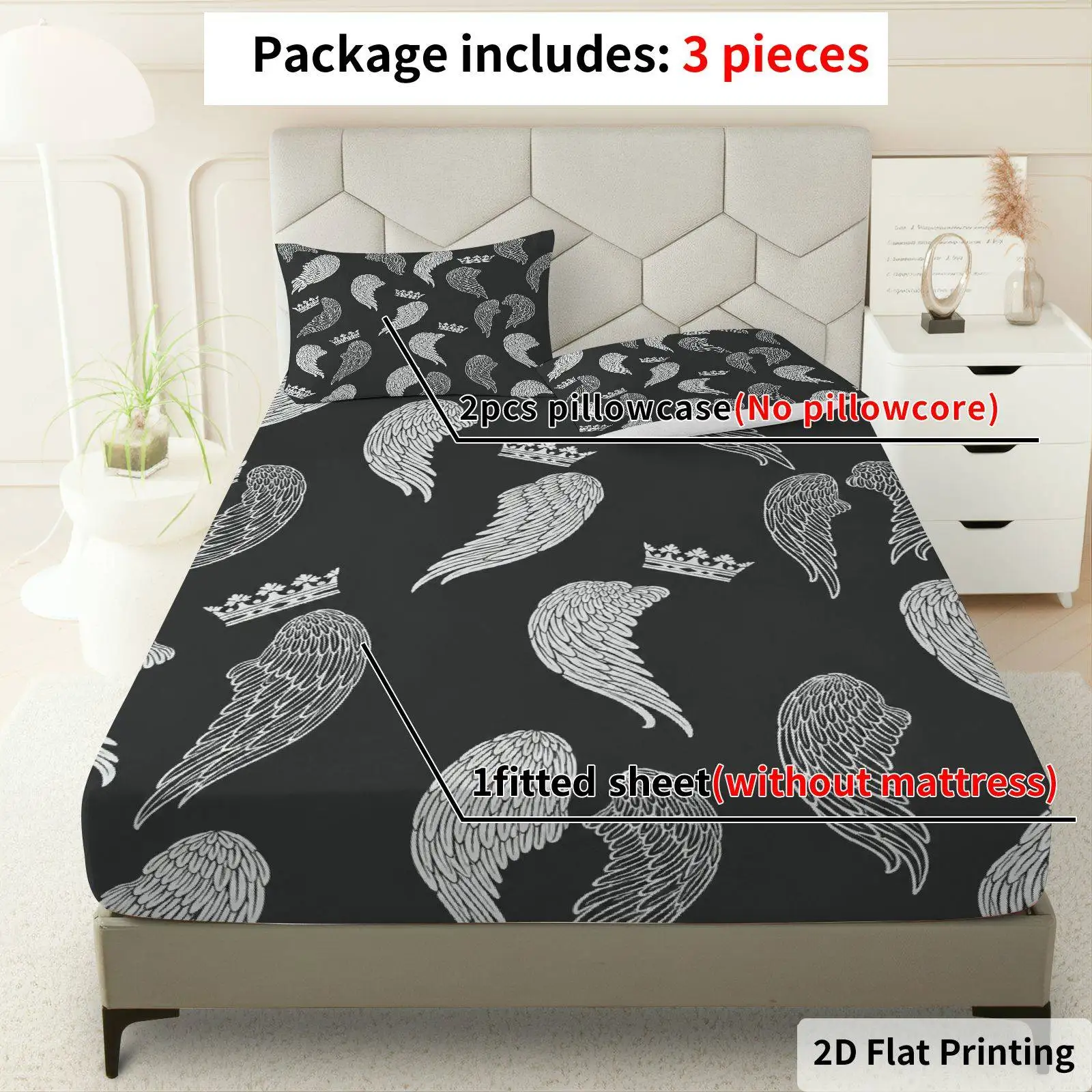 Paisley Leaf Pattern Bed Sheets Full Set Breathable Comfortable Mattress Protector Breathable Polyester Material (Includes 1 Fitted Sheet + 2 Pillowcases) Mattress Protector Fitted Elastic Style Protective Cover Mattress Protector, Fitted Bedding Set Christmas Themed Bedding