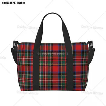 ยอดนิยม Tartan Plaid Beach Tote กระเป๋าผู้หญิงขนาดใหญ่พิเศษ GYM พกพาเรขาคณิต Gingham ตรวจสอบ Texture ถุงช้อปปิ้ง