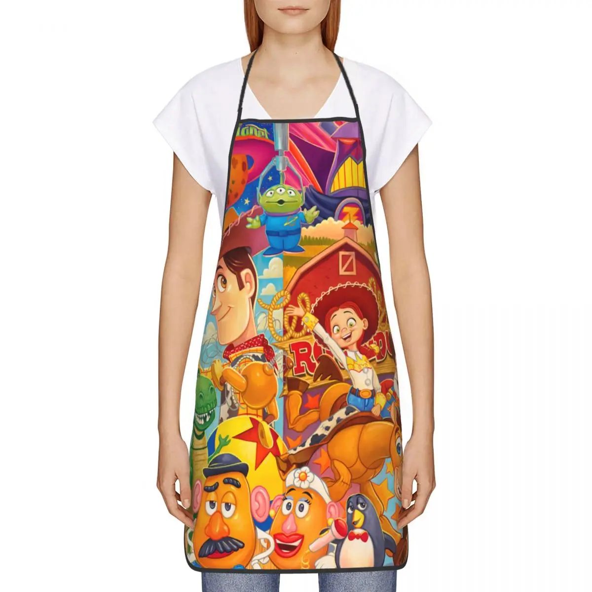 Custom Funny Toy Story Fine Art Bib Aprons Men Women Unisex Kitchen Chef Cartoon Tablier Cuisine for Cooking Baking Painting