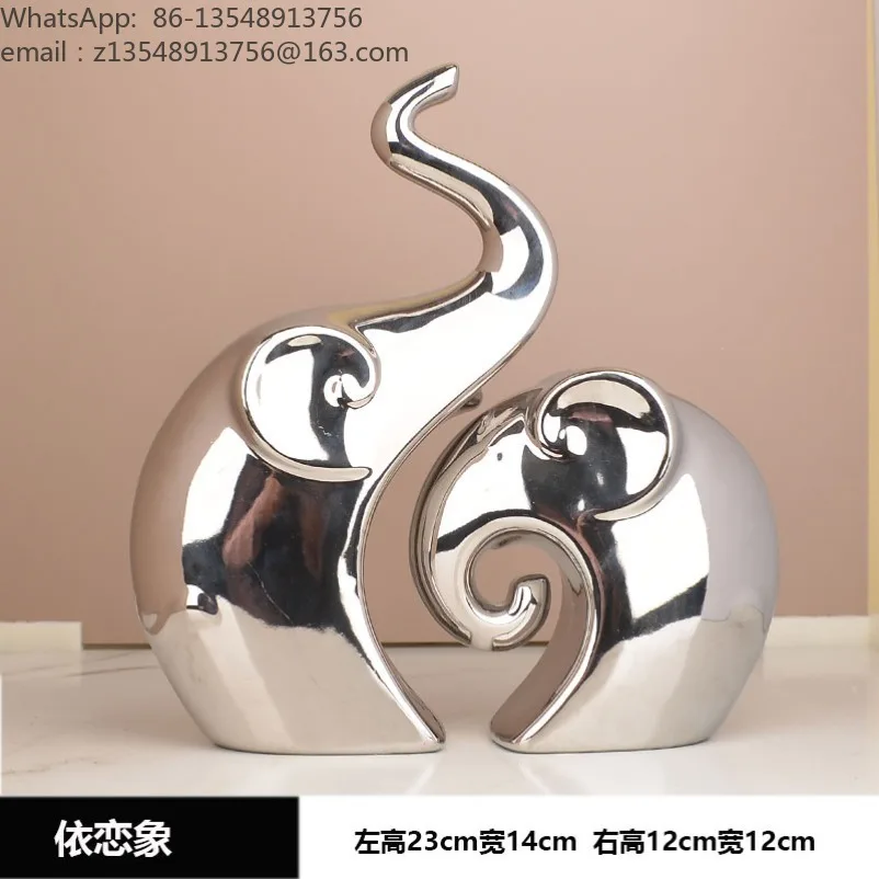 Light luxury high-end living room ornament wine cabinet jewelry ornament modern electroplated silver handicrafts