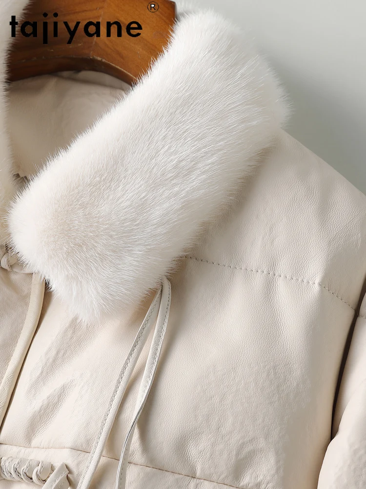 TAJIYANE 100% pelle di pecora piumino d'oca collo di pelliccia di visone piumino elegante giacche in vera pelle abiti invernali donna 2025 