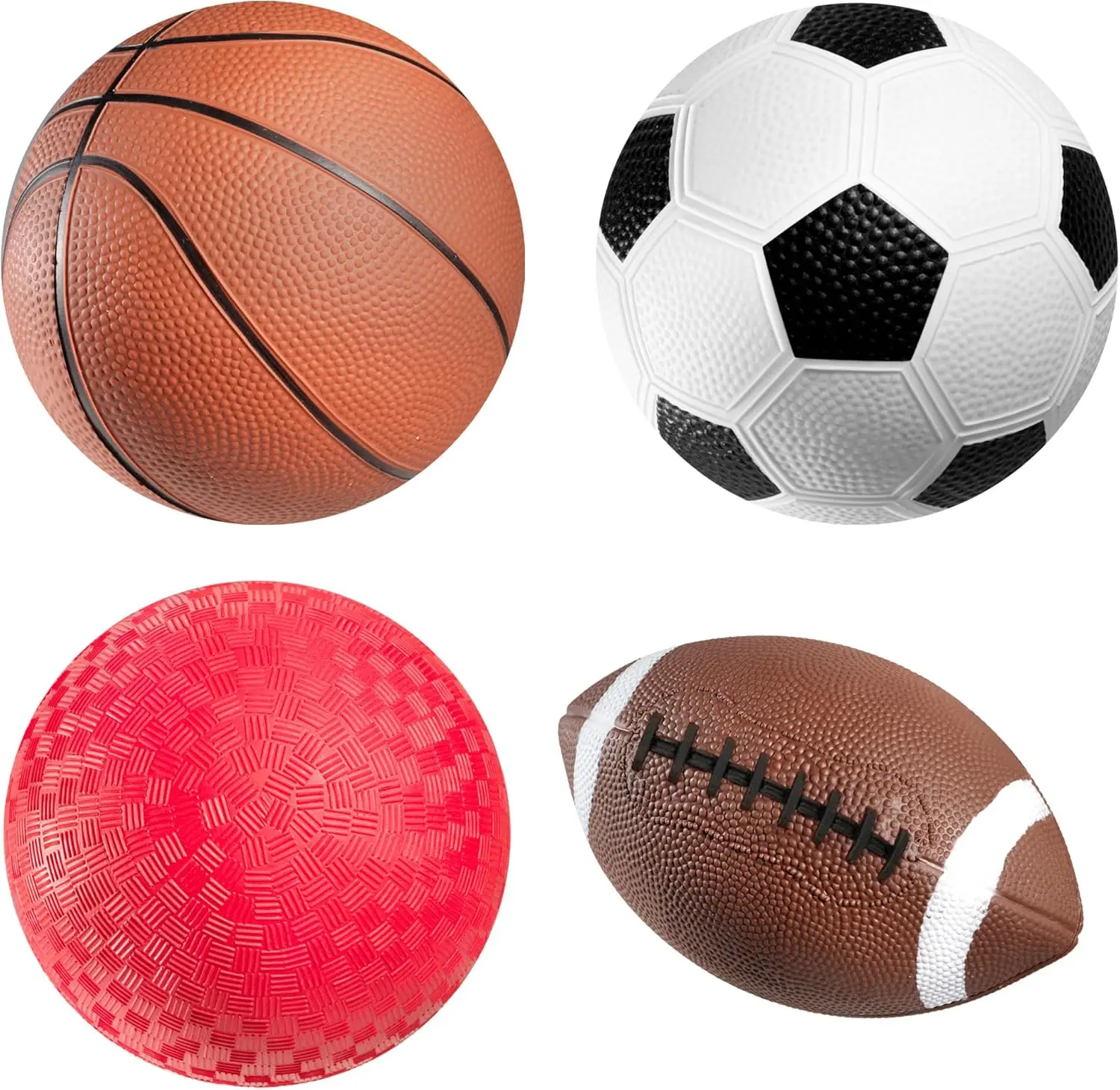 

Kids Sports Balls Set of 4 with Pump - Football, Soccer, Basketball for Indoor Outdoor Play