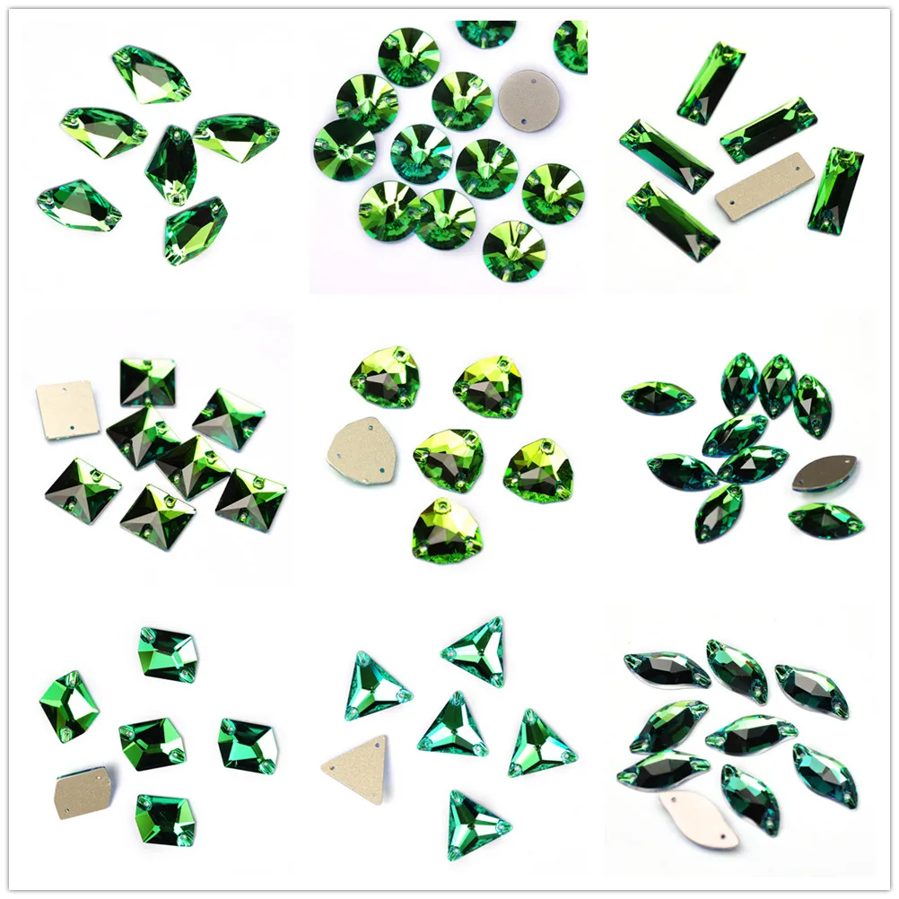 YANRUO Peridot Sewing Crystal Sew On Rhinestones Green Needlework Applique Dance Dress Flatback DIY Gems For Gymnastic Clothes