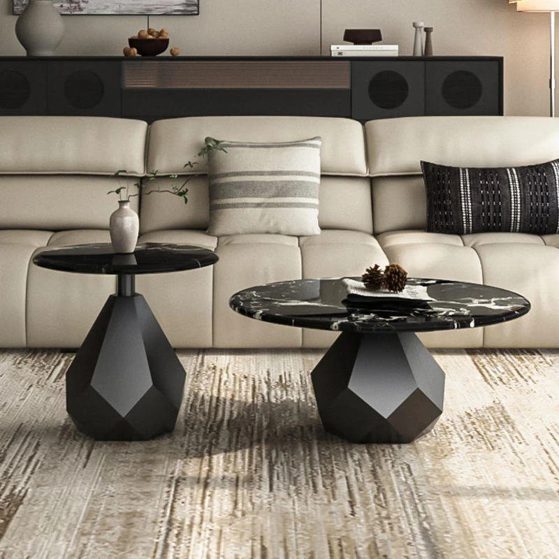 Light luxury high-end natural marble coffee table supercrystalline stone craftsmanship household