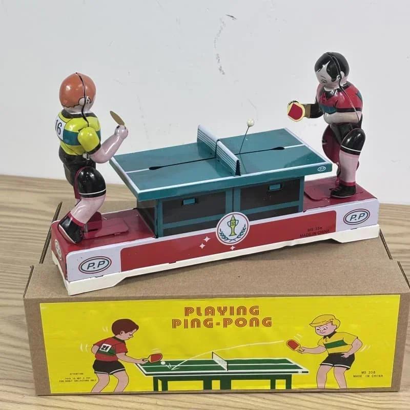 Jouet à remonter en métal, jeu d'athlètes de Ping-Pong, Collection de figurines pour adultes, modèle mécanique rétro, jouet cadeau