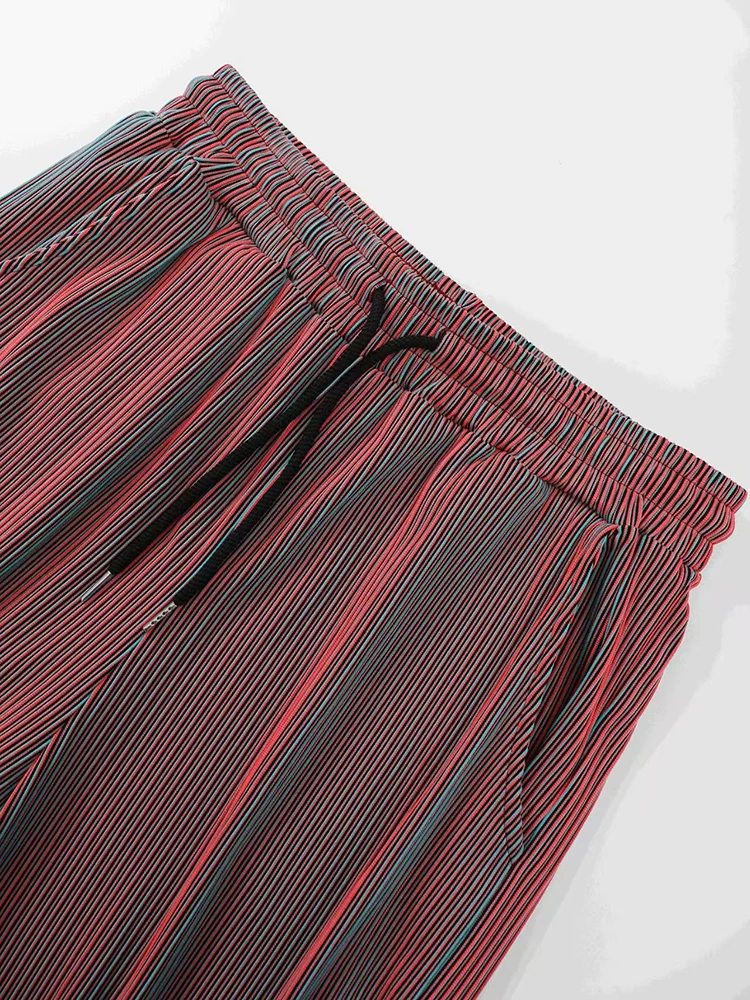 Stylish Mens Loose Straight Bottoms 2026 Spring Fall Fashion Solid Color Ribbed Pants For Men Daily Leisure Drawstring Trousers