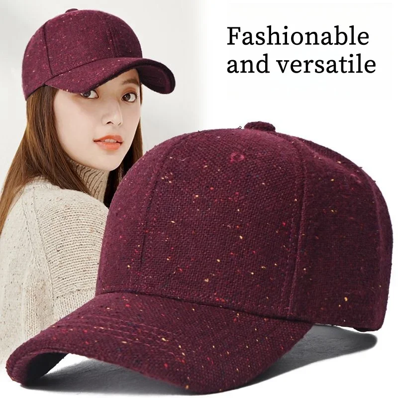 Winter Fashion Wool Baseball Caps for Women Spring and Autumn Korean Style Leisure Sunshade Duck Tongue Caps for Ladies