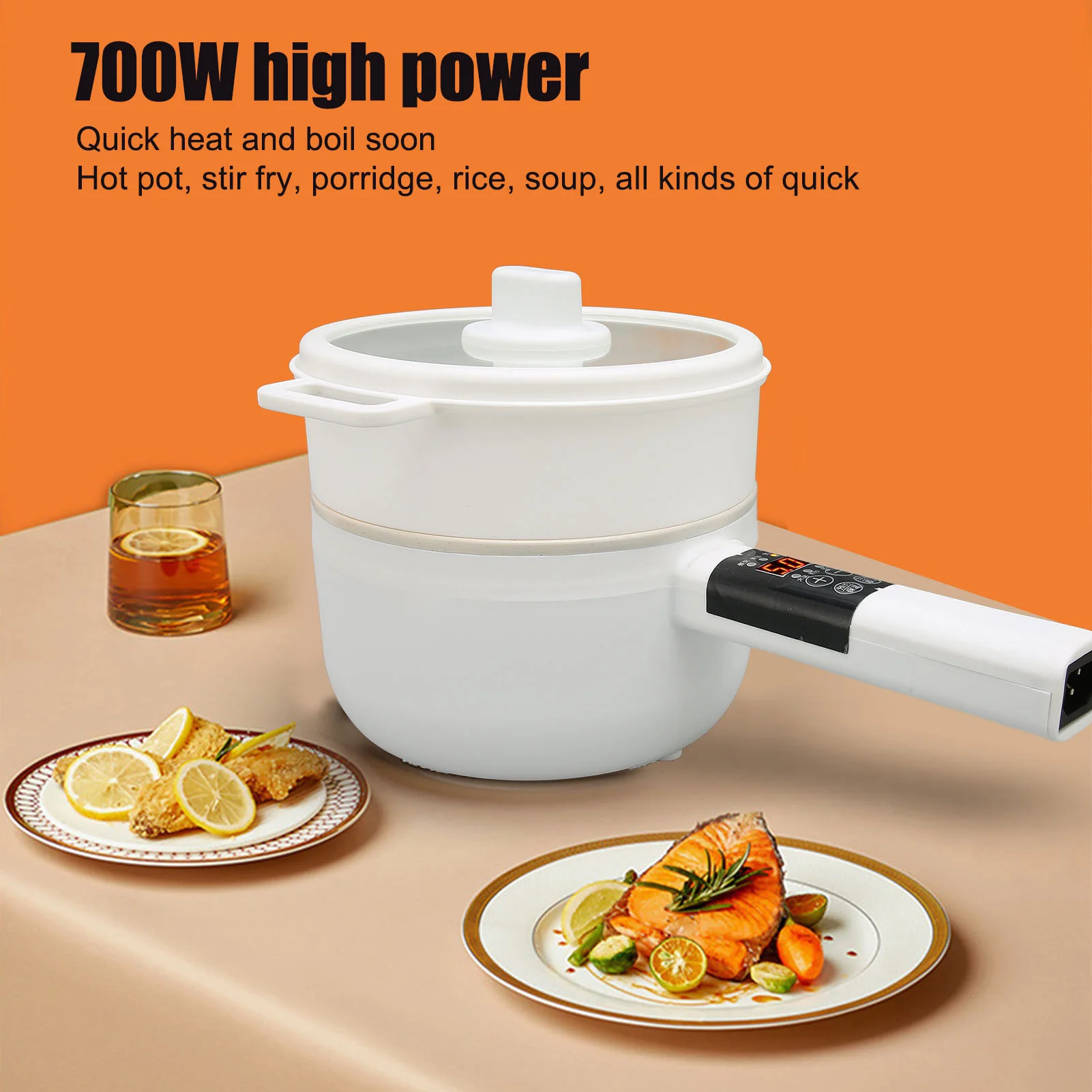 Elektrische Pot Keuken Apparatuur Mini Elektrische Hot Pot 1.8l Dubbellaags Touch Control Elektrische Kookpot Met 5 Kookmodi