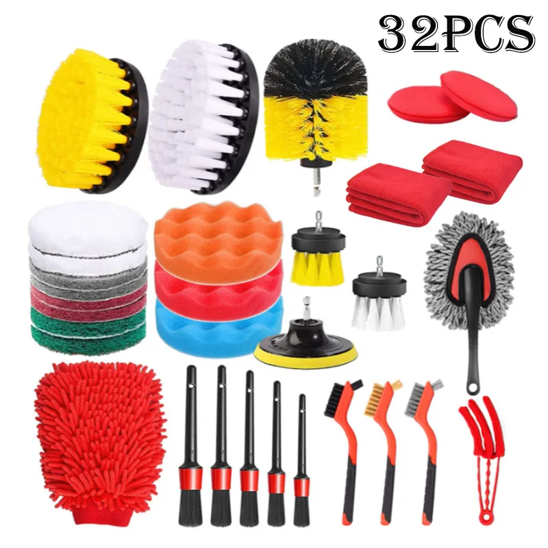 Electric Drill Brush Attachment Power Scrubber Car Wash Polisher with Scrub for Cleaning Showers Tubs Bathroom Tile Grout Carpet