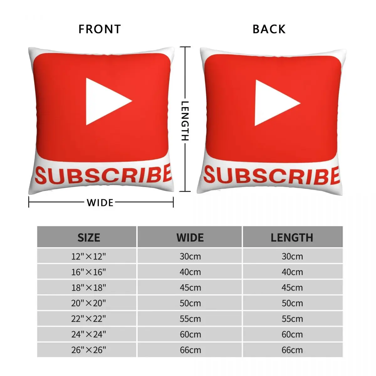 Youtube Subscribe Square Pillowcase Polyester Linen Velvet Printed Zip Decorative Throw Pillow Case Room Cushion Cover