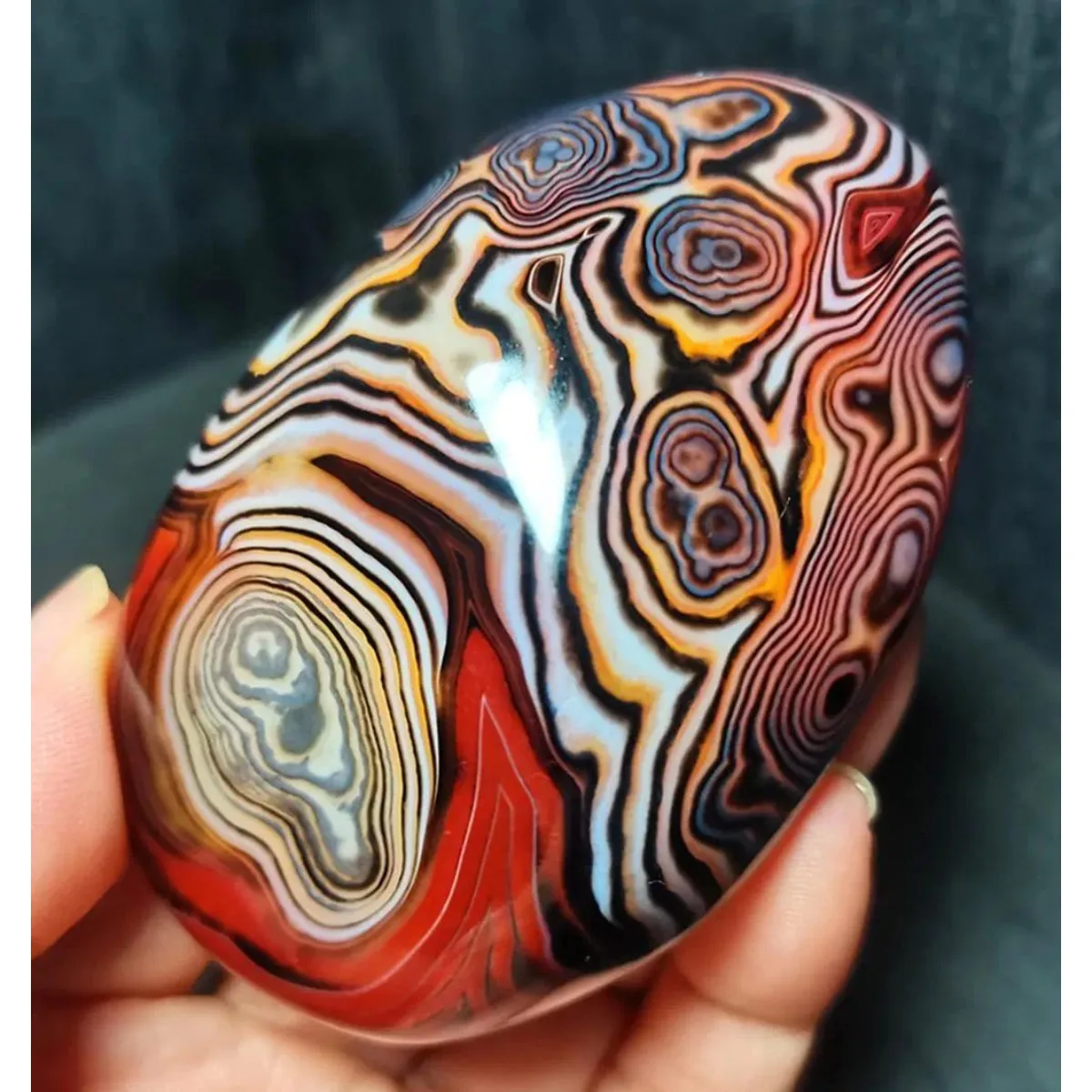 Craft Stone Sunset Tone Banded Agate, Tumbled Polished Stone, Pendant Making, Natural Stone, Crystal Collection, Table Display
