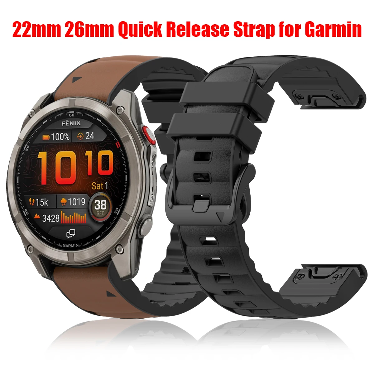 Für Garmin Fenix 8 pro E 7 7X 6/Quatix 8 Band Leder + Silikon Uhrenarmband Forerunner 975 965/Enduro 3 QuickFit 22/26mm Armband