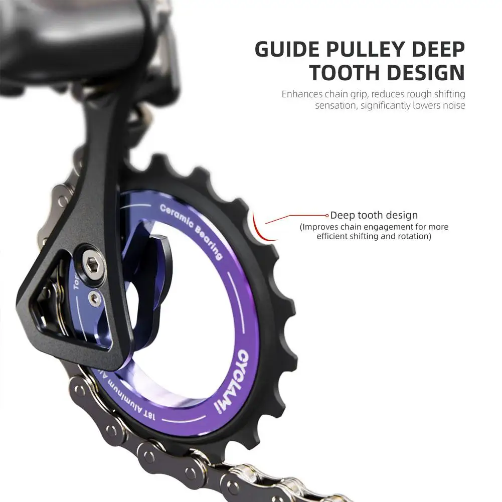 

18T Big Pulley Hollow Eccentric Jockey Wheel Ceramic Bearing Rear Derailleur Guide Pulley for Shimano 105 R7000 Ultegra R8000 Ro