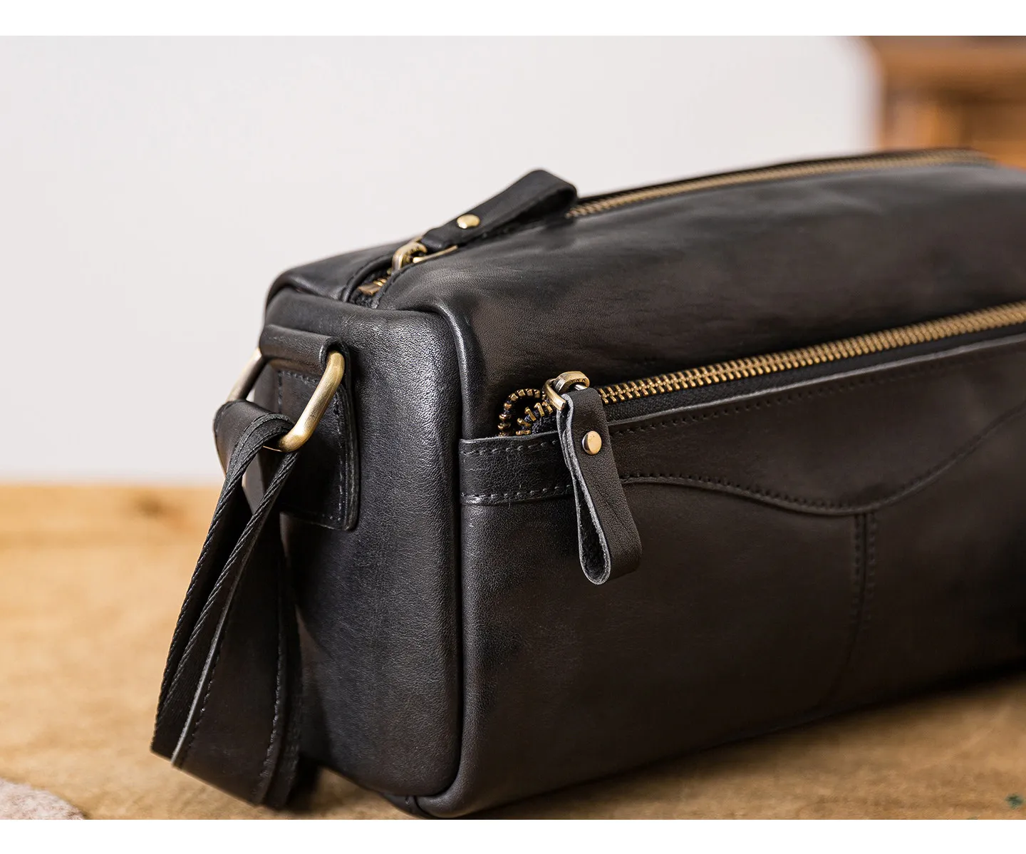 PNDME-Organizer handgefertigte Vintage-Umhängetasche aus echtem Leder für Herren, lässige Pendler-Luxus-Umhängetasche aus echtem Rindsleder. – Detail 15