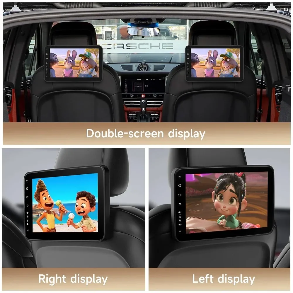 10.1\'\' Headrest Monitor Wireless Carplay Android 12 Auto Car Rear Seat Video Player FM Bluetooth AirPlay Input Full Touch Screen