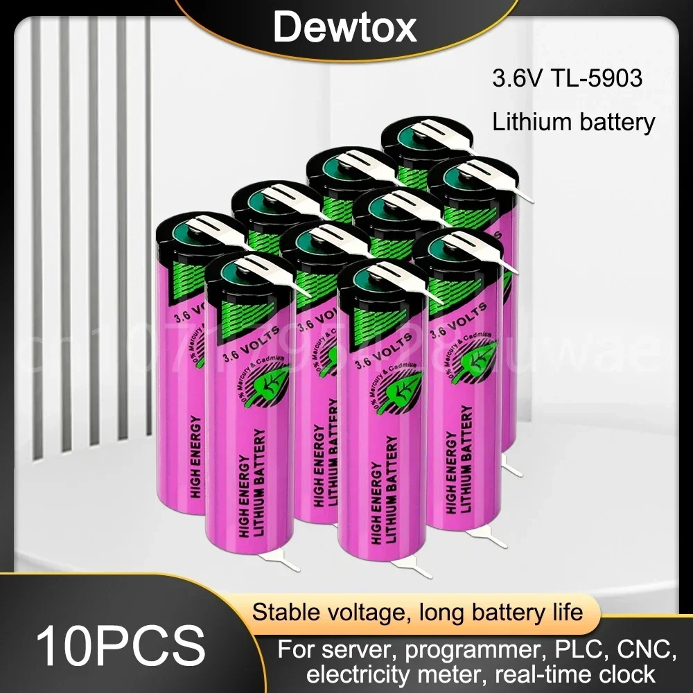 10PCS 3.6V TL-5903 TL5903 ER14500 LS14500 AA Lithium Battery with Welding for PLC CNC Machine Tools Touch Screen