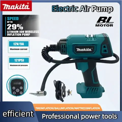 마키타 무선 인플레이터 전기 에어 펌프 자동차 타이어 휴대용 에어 컴프레서 차량용 자동 컴프레서 전동 공구