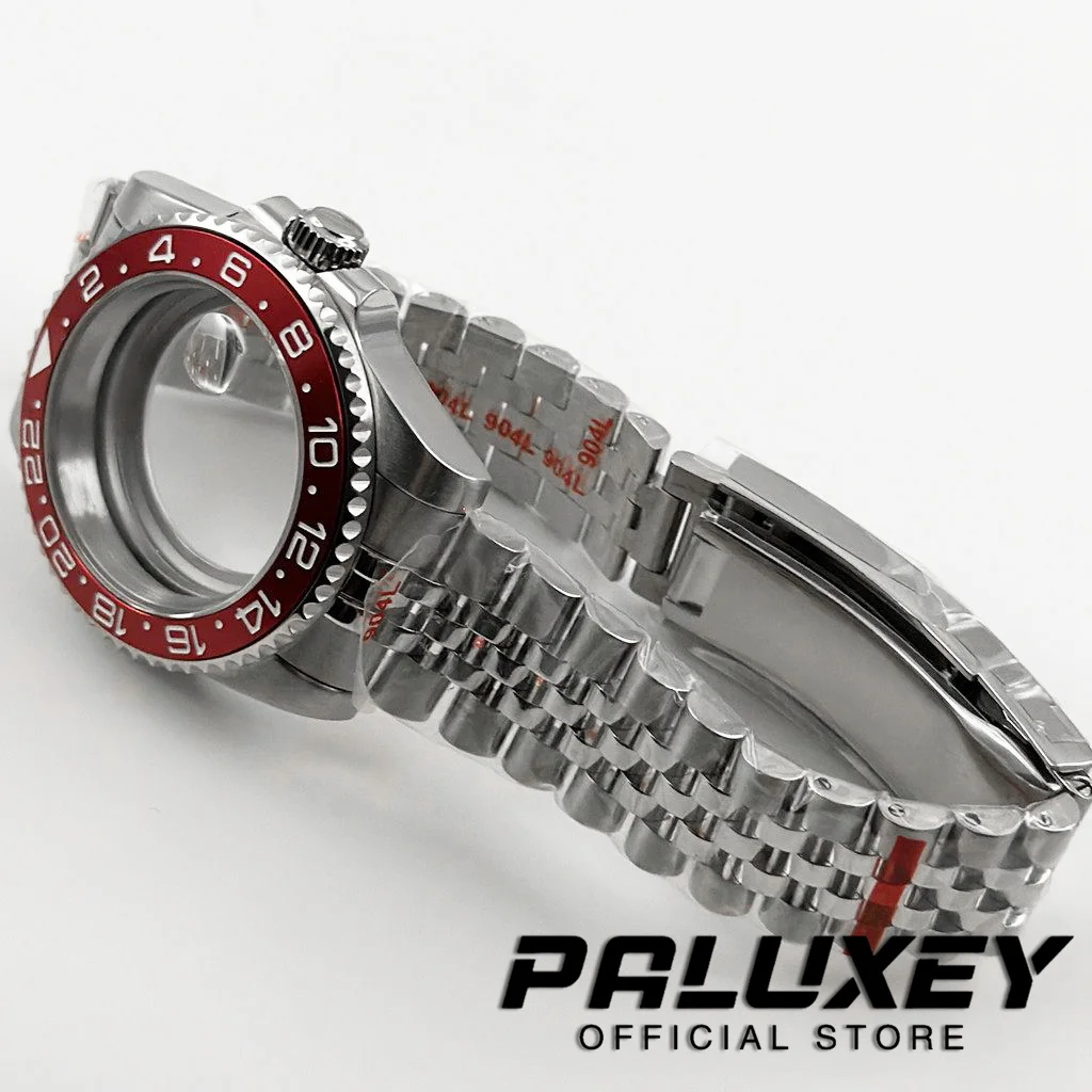 NH35 40mm 다이버 방수 레드 GMT 베젤 NH34 NH35 NH36 NH38 ETA2824 무브먼트 사파이어 시계 케이스 글라이드 잠금 걸쇠